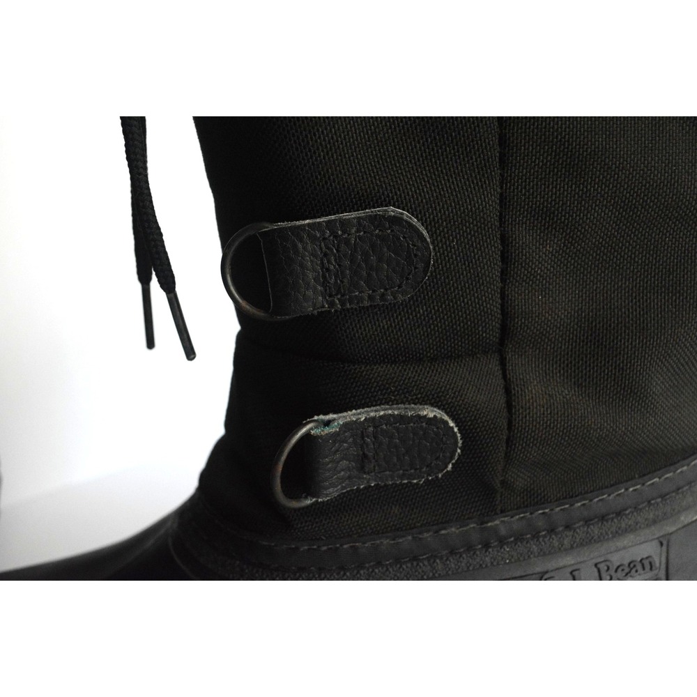 LL Bean Women's Black Canvas Pull On Mid Calf Drawstring Winter Boots Size 7 - Picture 15 of 16
